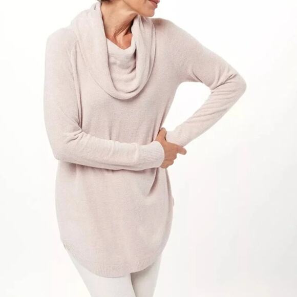 Barefoot Dreams Pink turtleneck Cowl sweater - Picture 1 of 2